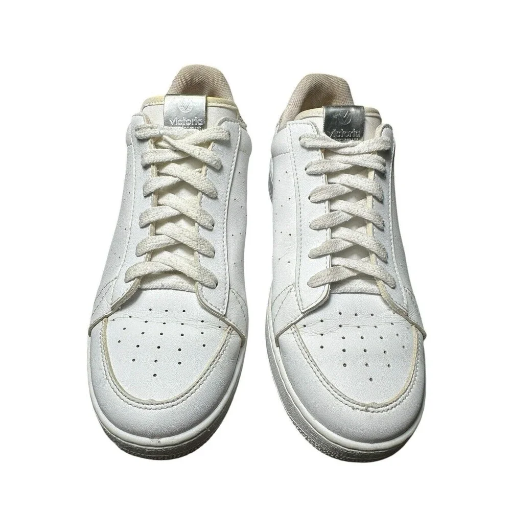 Victoria Shoes Womens EUR 38 US 7 White Low Top Lace Up Athletic Sneakers #S30-4